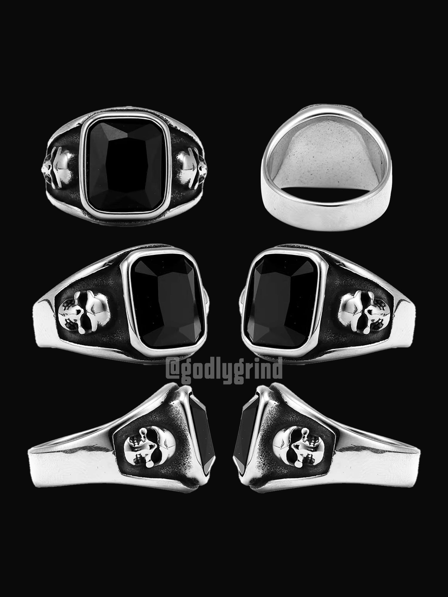 Gem Stone Skull Rings