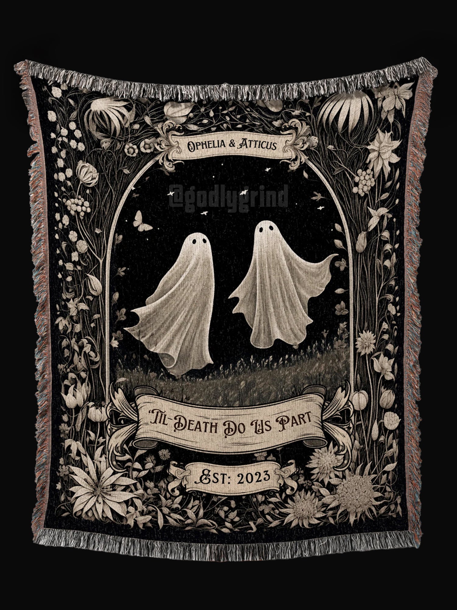 Ghost Couple 'Till Death Do Us Part' Woven Blanket