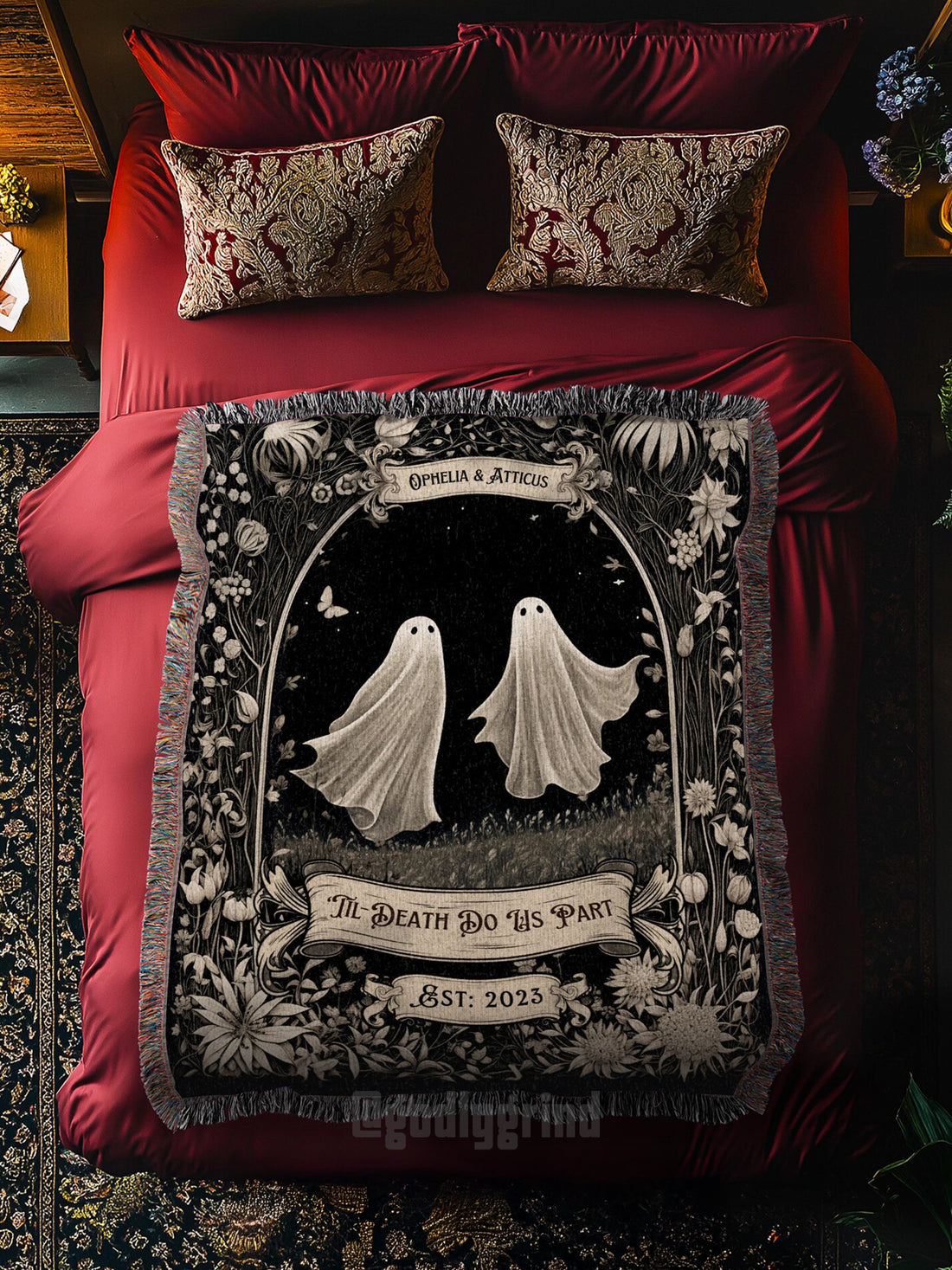 Ghost Couple 'Till Death Do Us Part' Woven Blanket