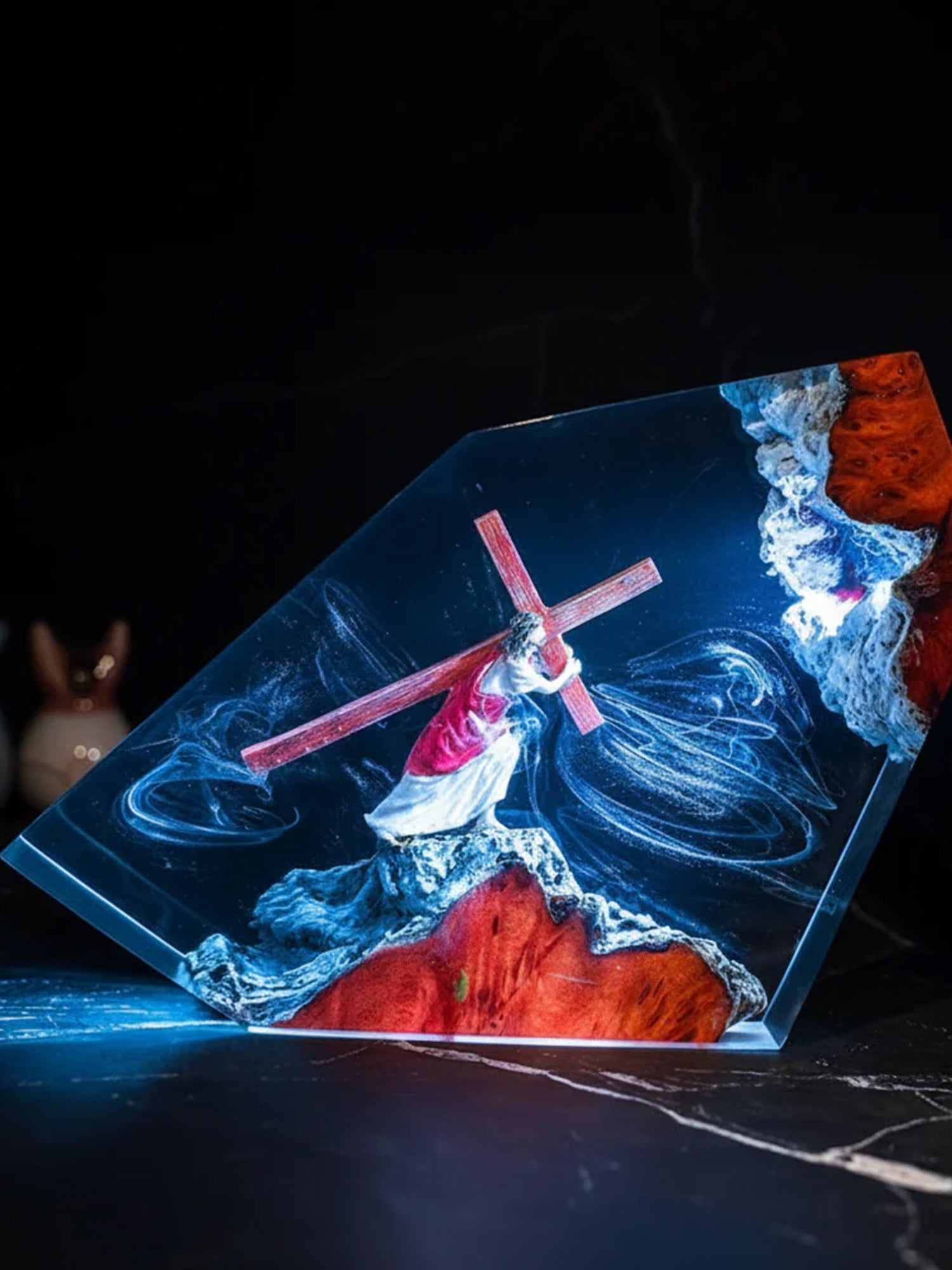 God Jesus Christ Cross Christian Resin Night Light Lamp Decor