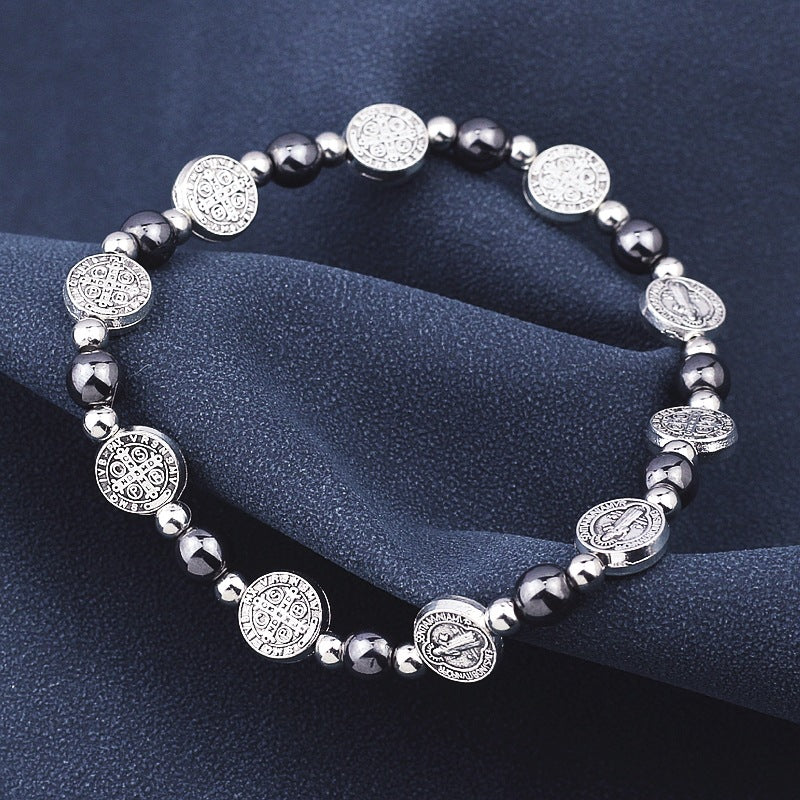 Godly Grind Black Gallstone St. Benedict Rosary Bracelet - Godlygrind