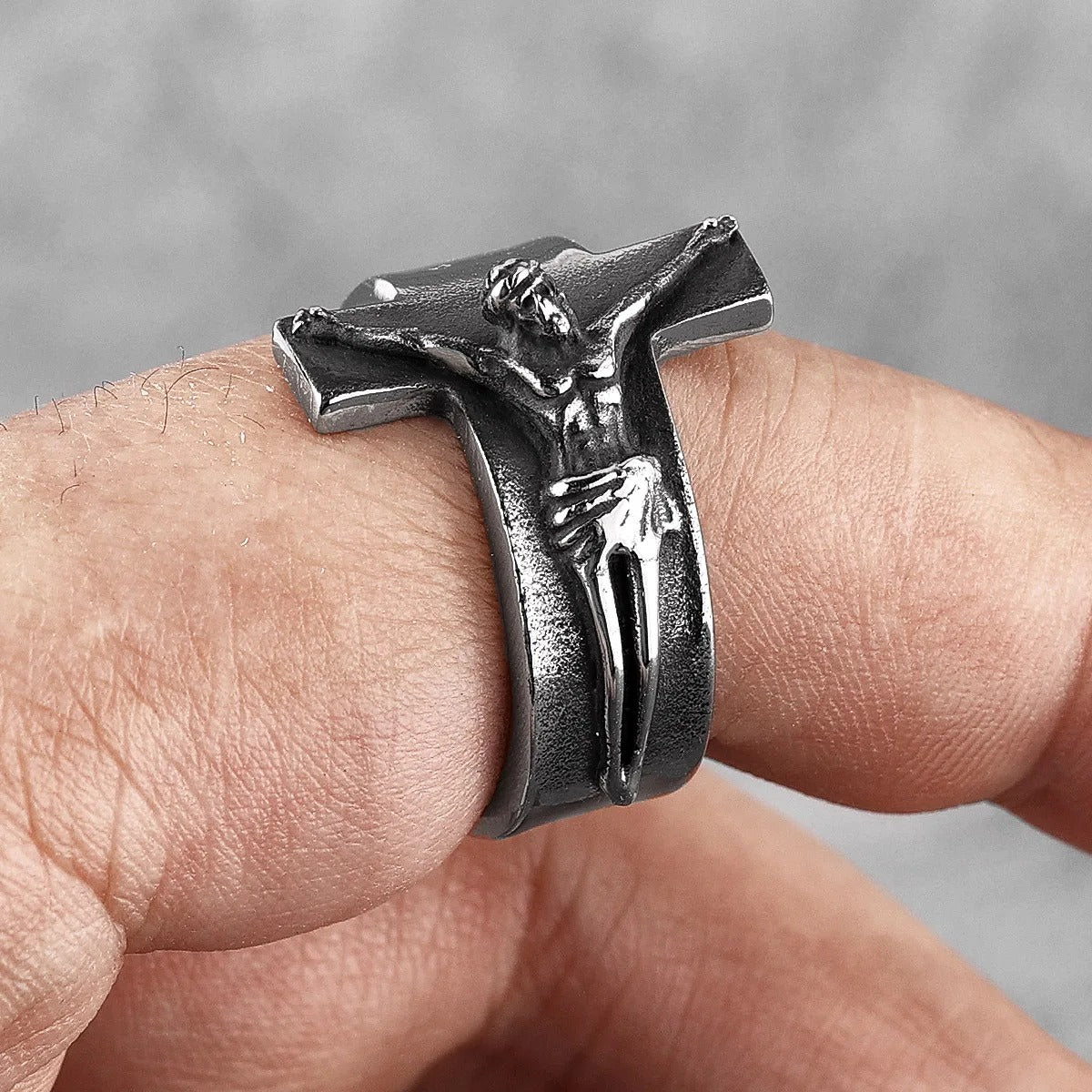 Godly Grind Cross Faith Ring The Totem of Faith Cast by the Image of Jesus
