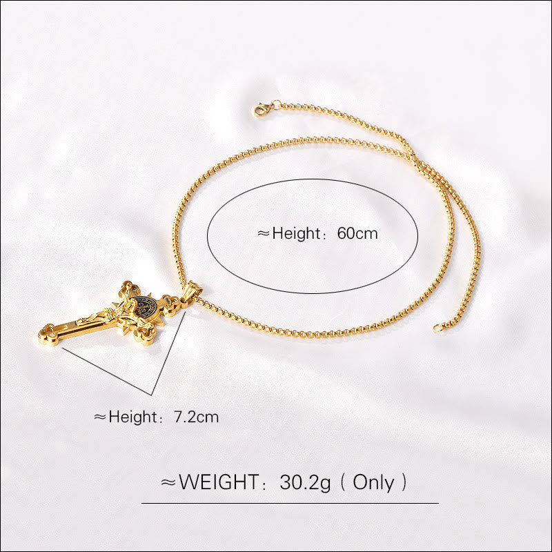 Godly Grind St. Benedict Symbol Crucifix Necklace - Godlygrind