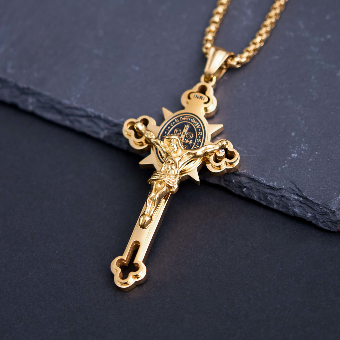 Godly Grind St. Benedict Symbol Crucifix Necklace - Godlygrind