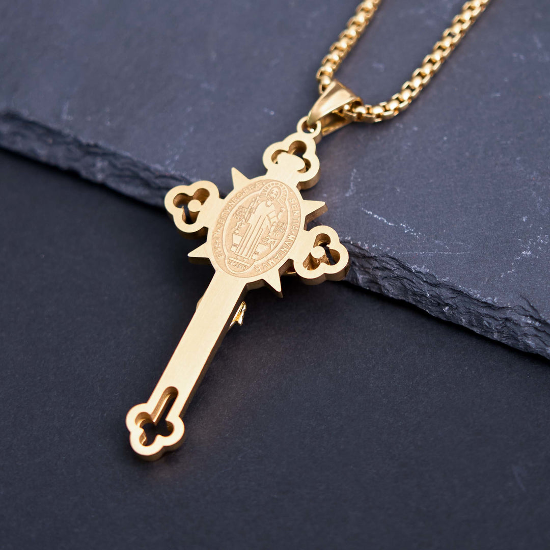 Godly Grind St. Benedict Symbol Crucifix Necklace - Godlygrind