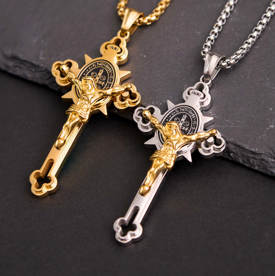Godly Grind St. Benedict Symbol Crucifix Necklace - Godlygrind
