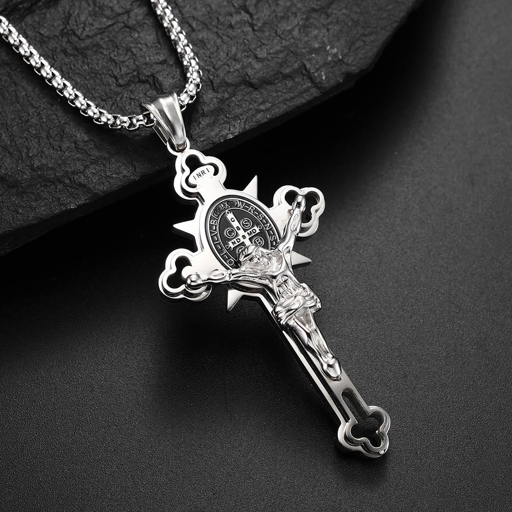Godly Grind St. Benedict Symbol Crucifix Necklace - Godlygrind