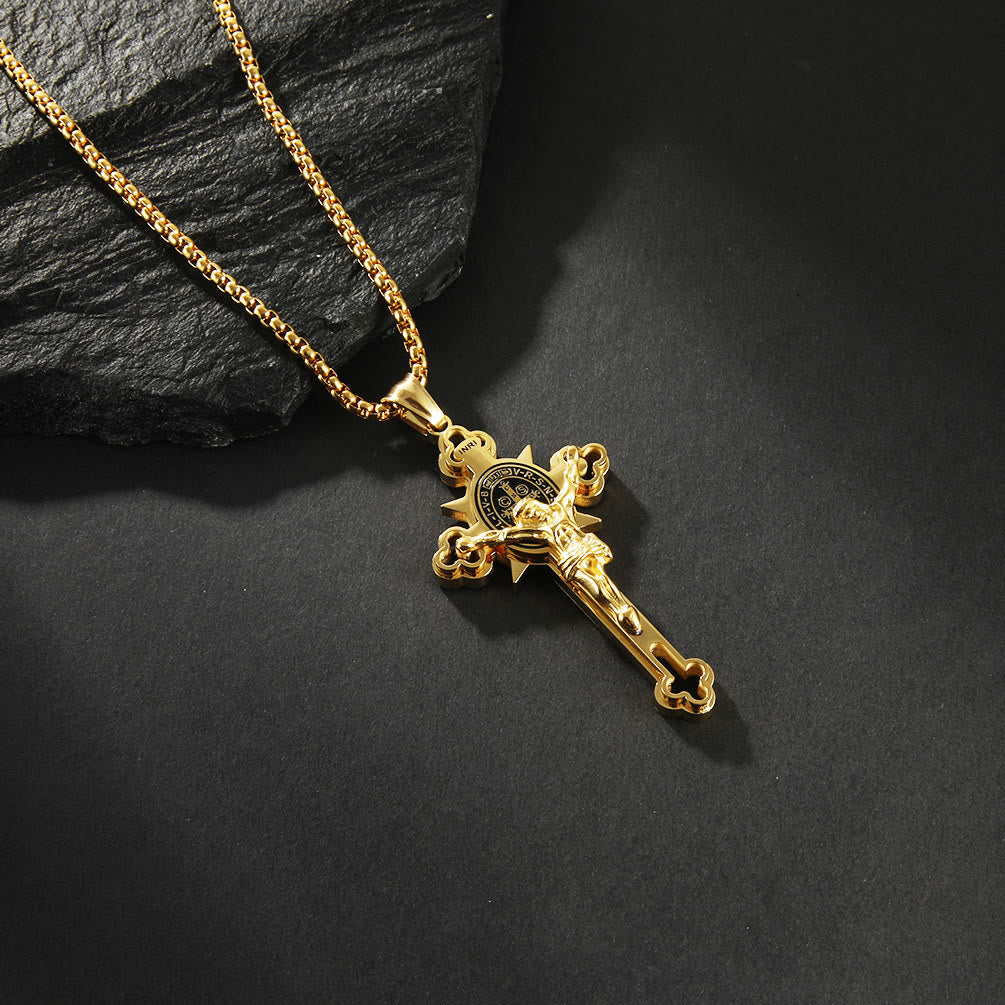 Godly Grind St. Benedict Symbol Crucifix Necklace - Godlygrind