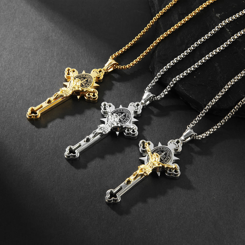 Godly Grind St. Benedict Symbol Crucifix Necklace - Godlygrind
