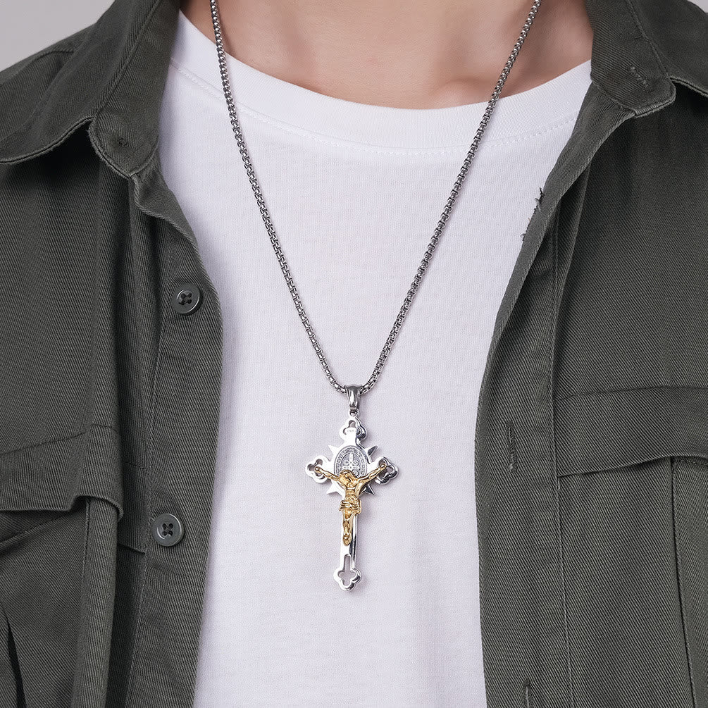 Godly Grind St. Benedict Symbol Crucifix Necklace - Godlygrind