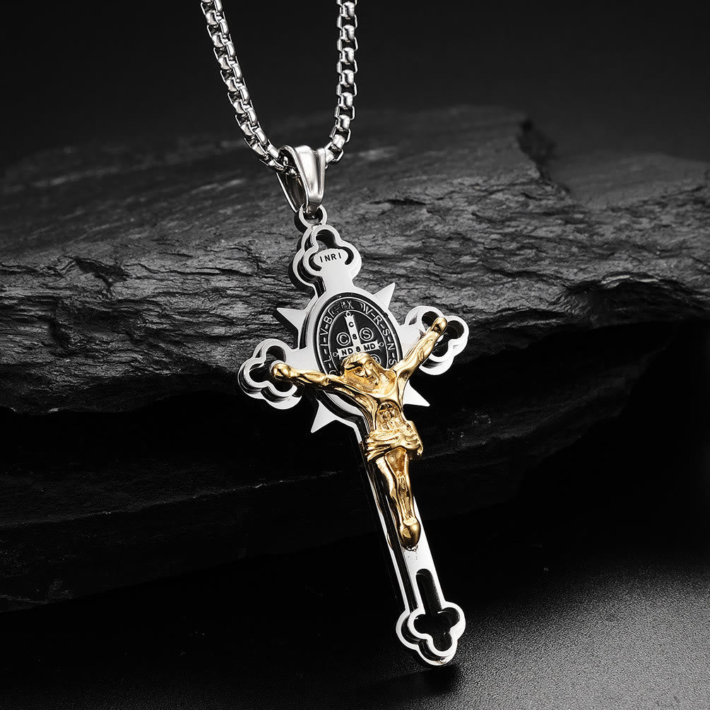 Godly Grind St. Benedict Symbol Crucifix Necklace - Godlygrind