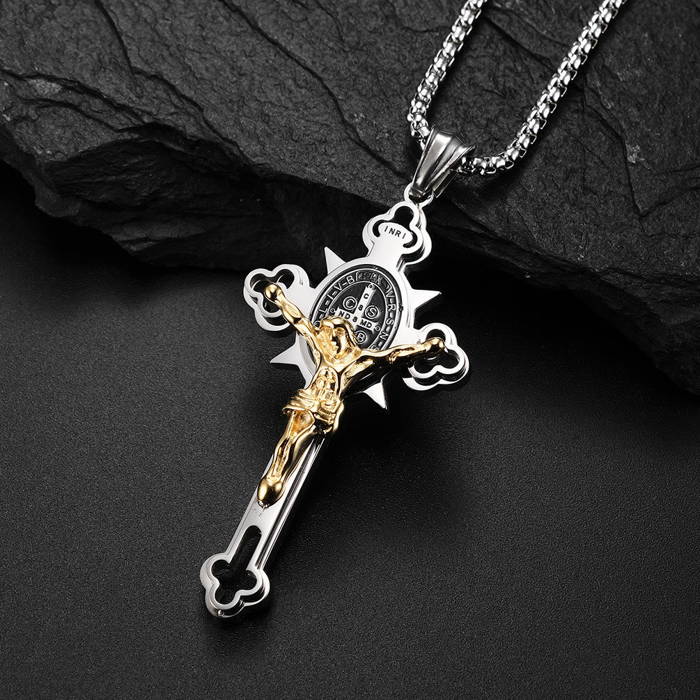 Godly Grind St. Benedict Symbol Crucifix Necklace - Godlygrind