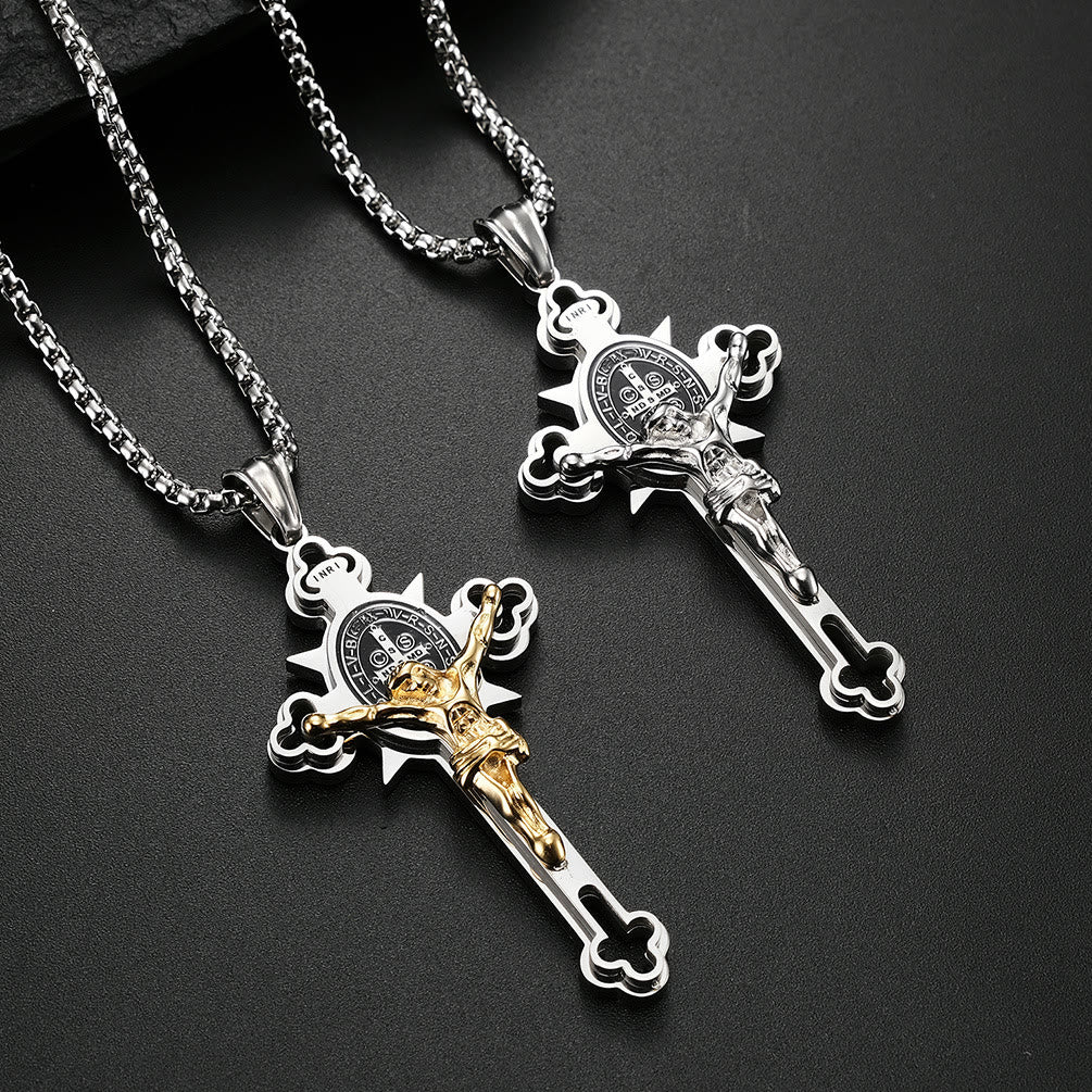 Godly Grind St. Benedict Symbol Crucifix Necklace - Godlygrind