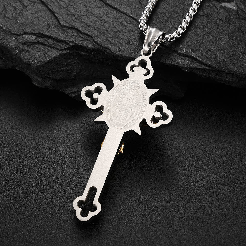 Godly Grind St. Benedict Symbol Crucifix Necklace - Godlygrind