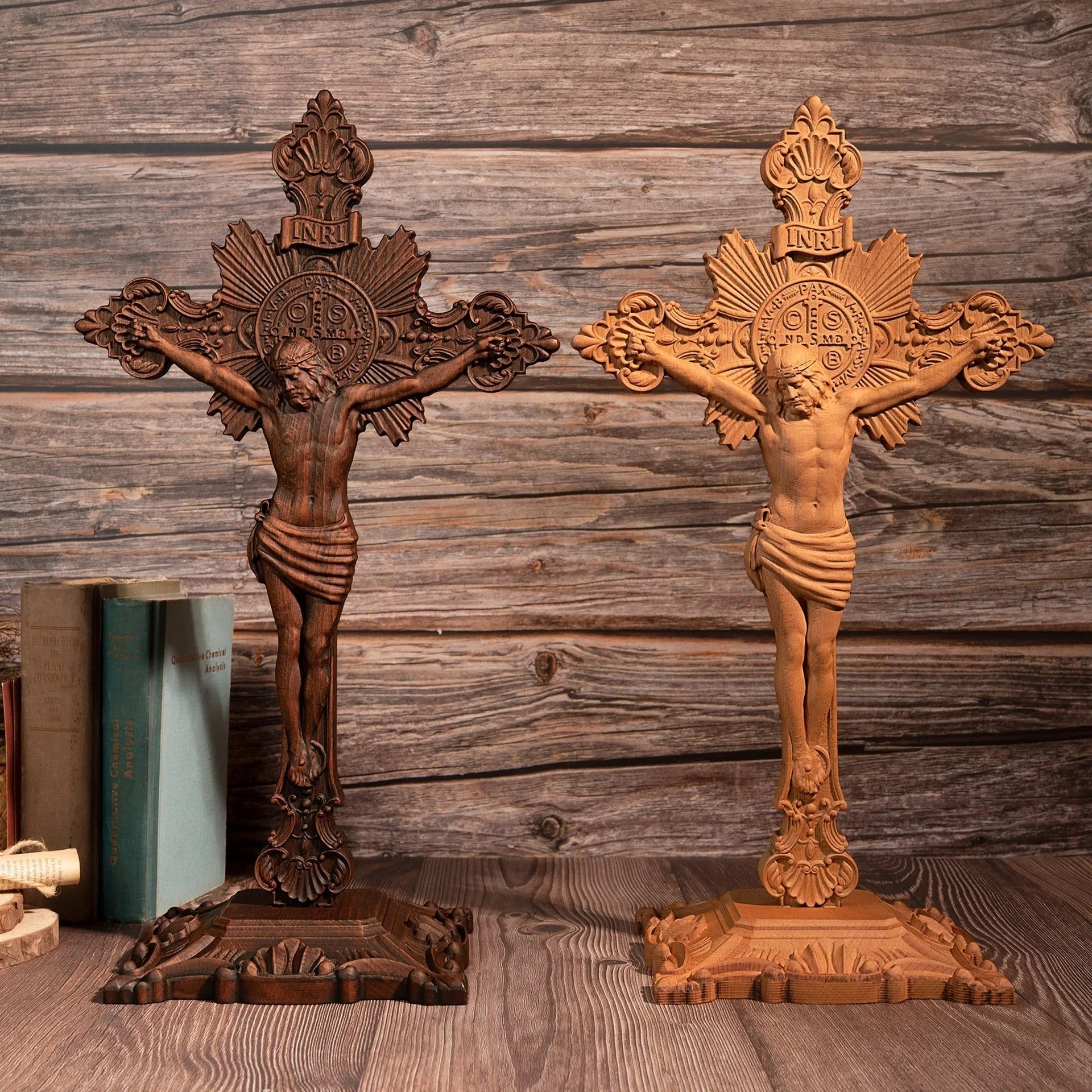 Godly Grind Wood carving of the Cross of the Order of Saint Benedict