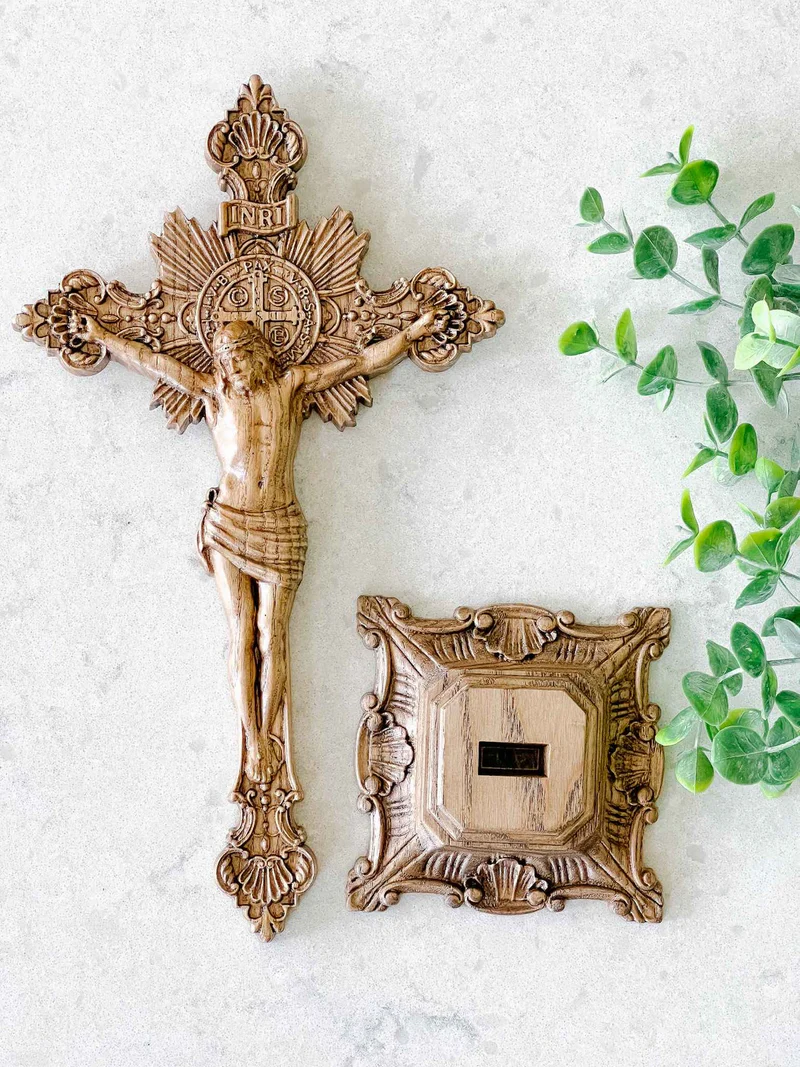 Godly Grind Wood carving of the Cross of the Order of Saint Benedict
