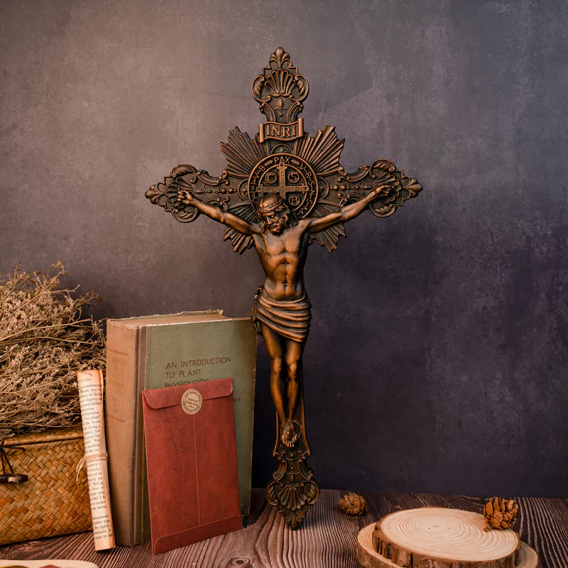 Godly Grind Wood carving of the Cross of the Order of Saint Benedict