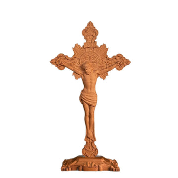 Godly Grind Wood carving of the Cross of the Order of Saint Benedict