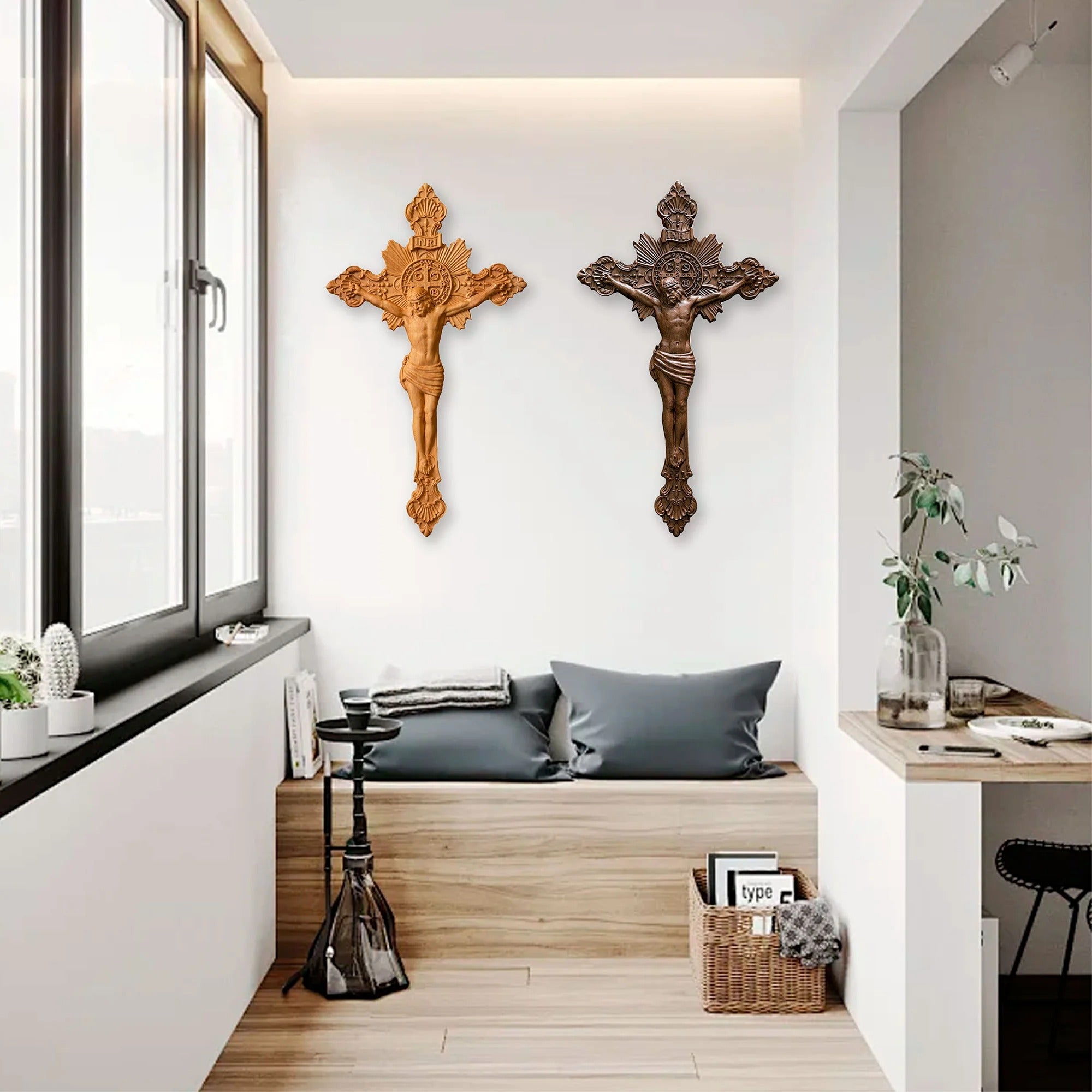 Godly Grind Wood carving of the Cross of the Order of Saint Benedict