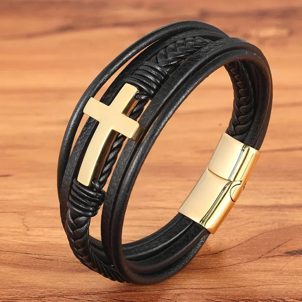 Cross Godly Grind Bracelet High Quality Leather