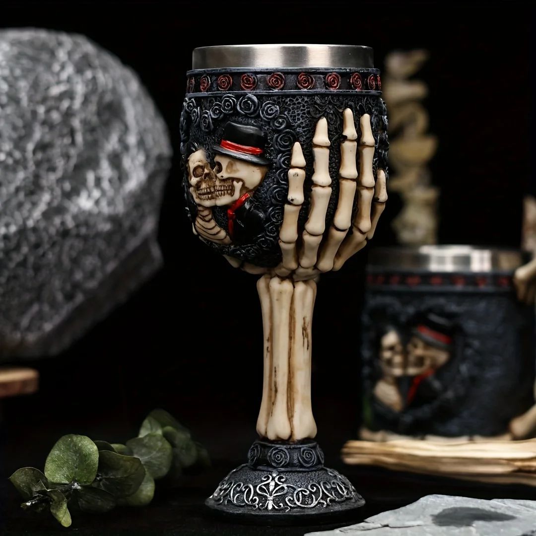 Gothic Goblet Day Of The Dead Skeleton Skull Wine Cup