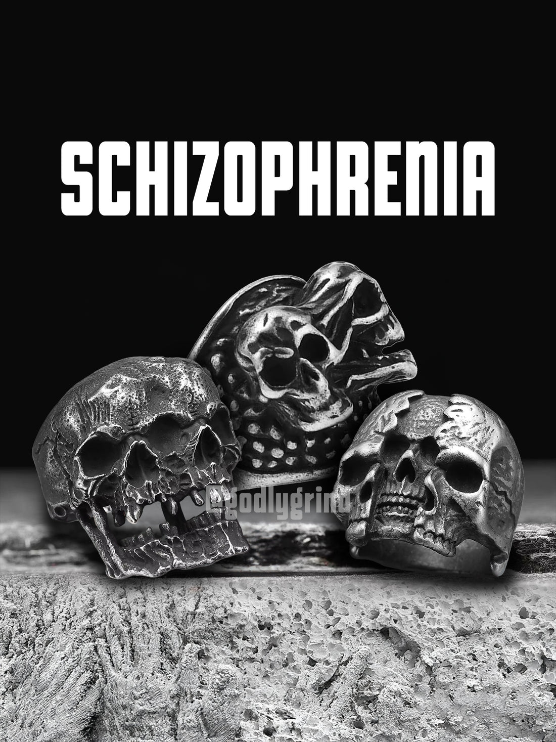 Schizophrenia Skull Rings
