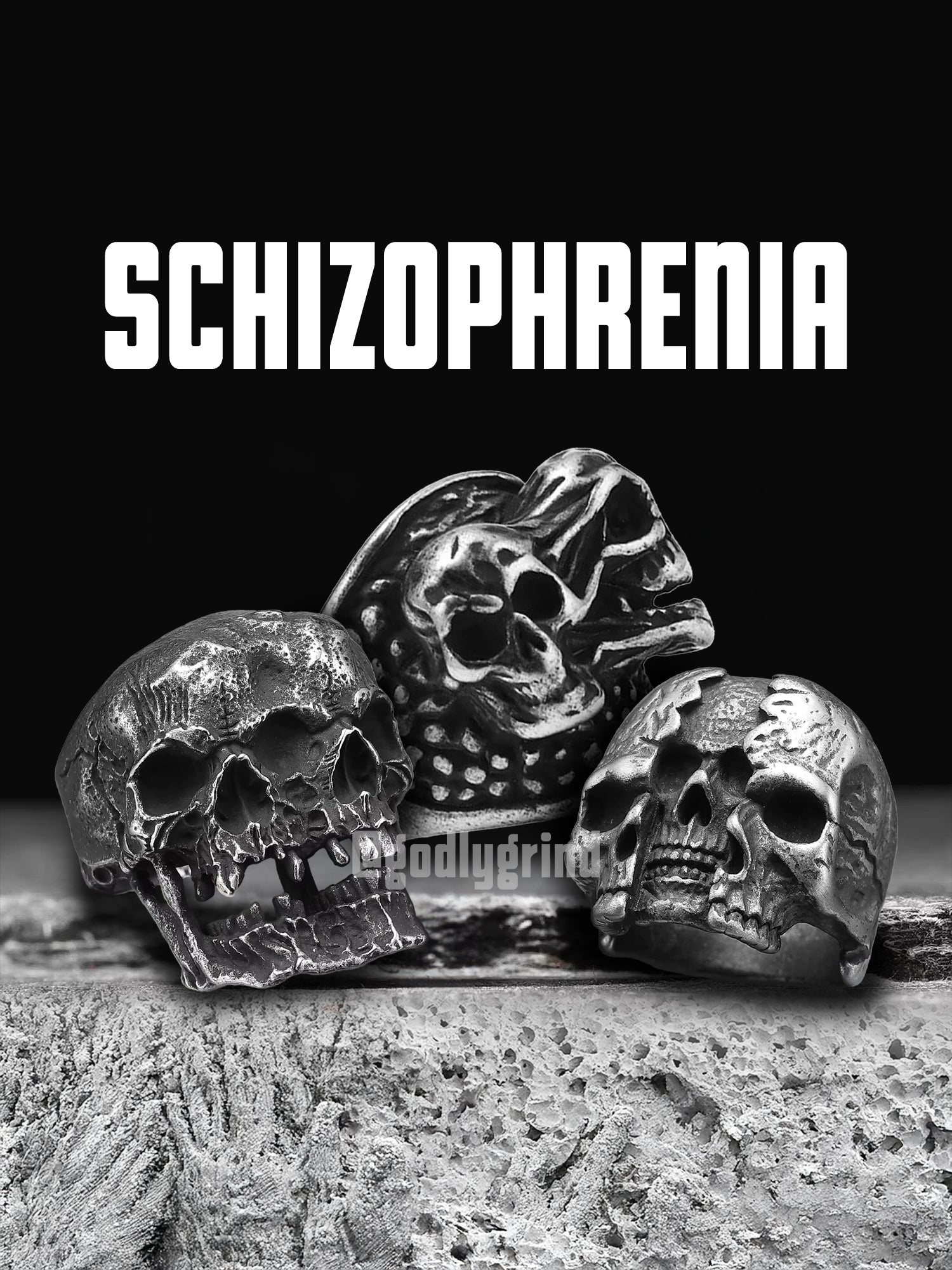Schizophrenia Skull Rings