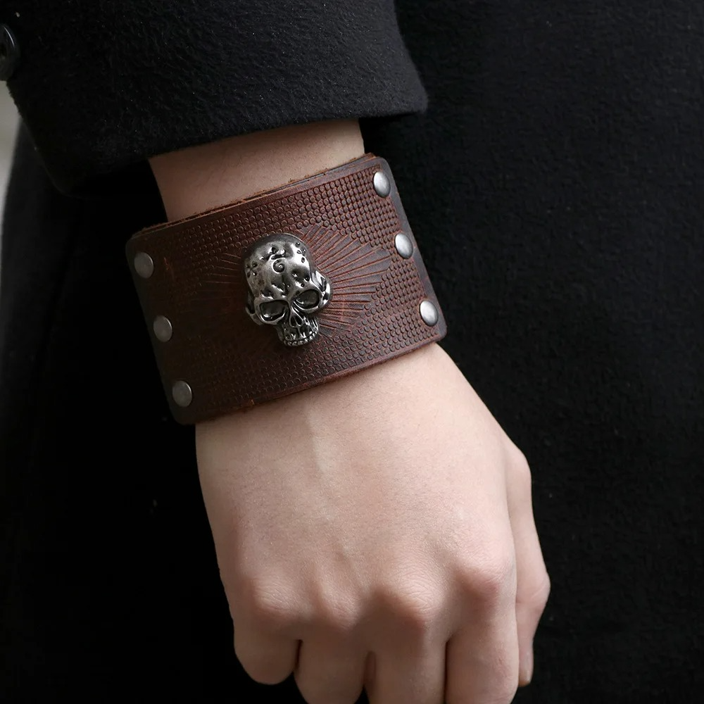 Gothic Skull Cowhide Bracelets