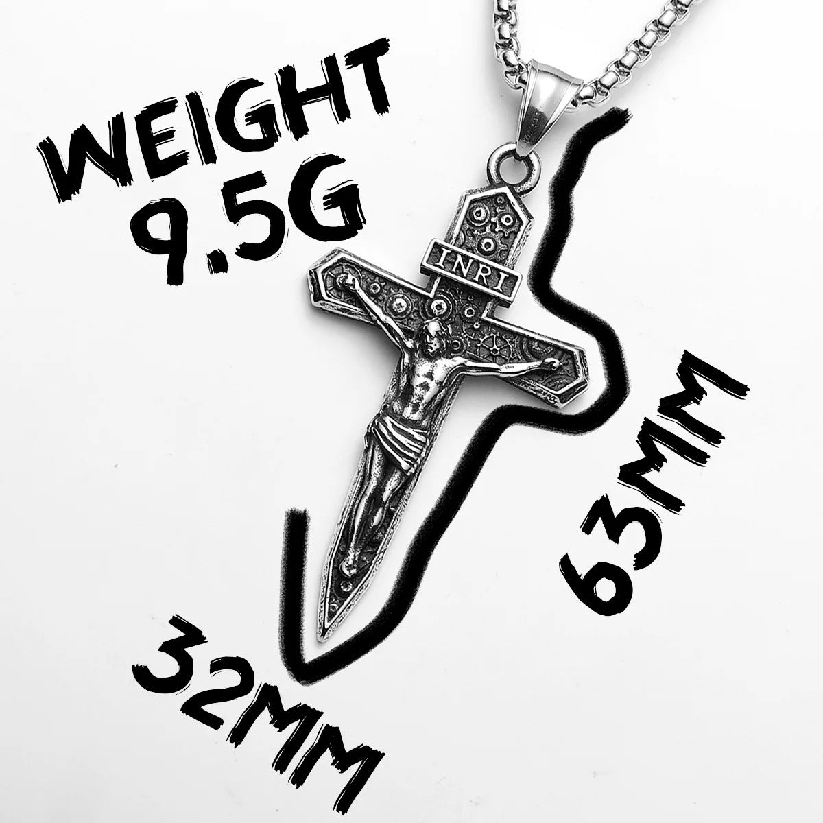 INRI Jesus Cross Exorcism Amulets Stainless Steel Men Necklaces