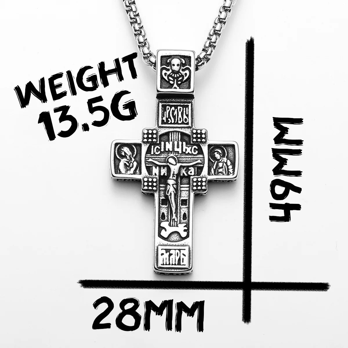 Jesus Carving Cross Amulets Stainless Steel Necklaces