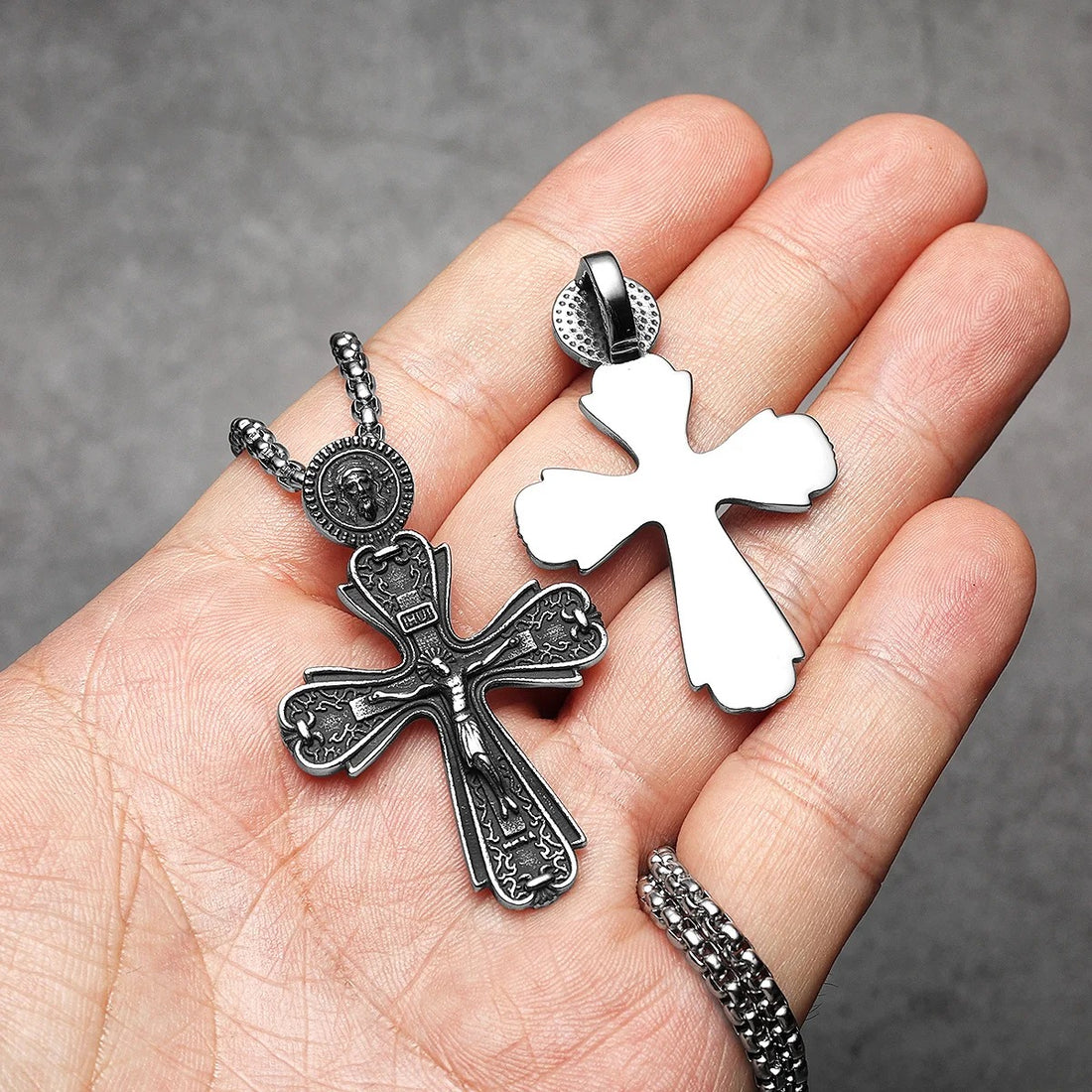 Jesus Cross Amulets Stainless Steel Necklaces
