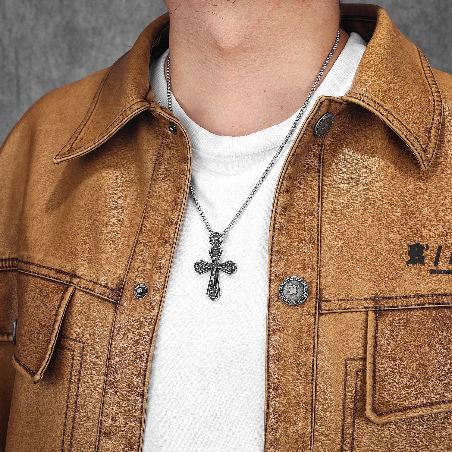 Jesus Cross Amulets Stainless Steel Necklaces