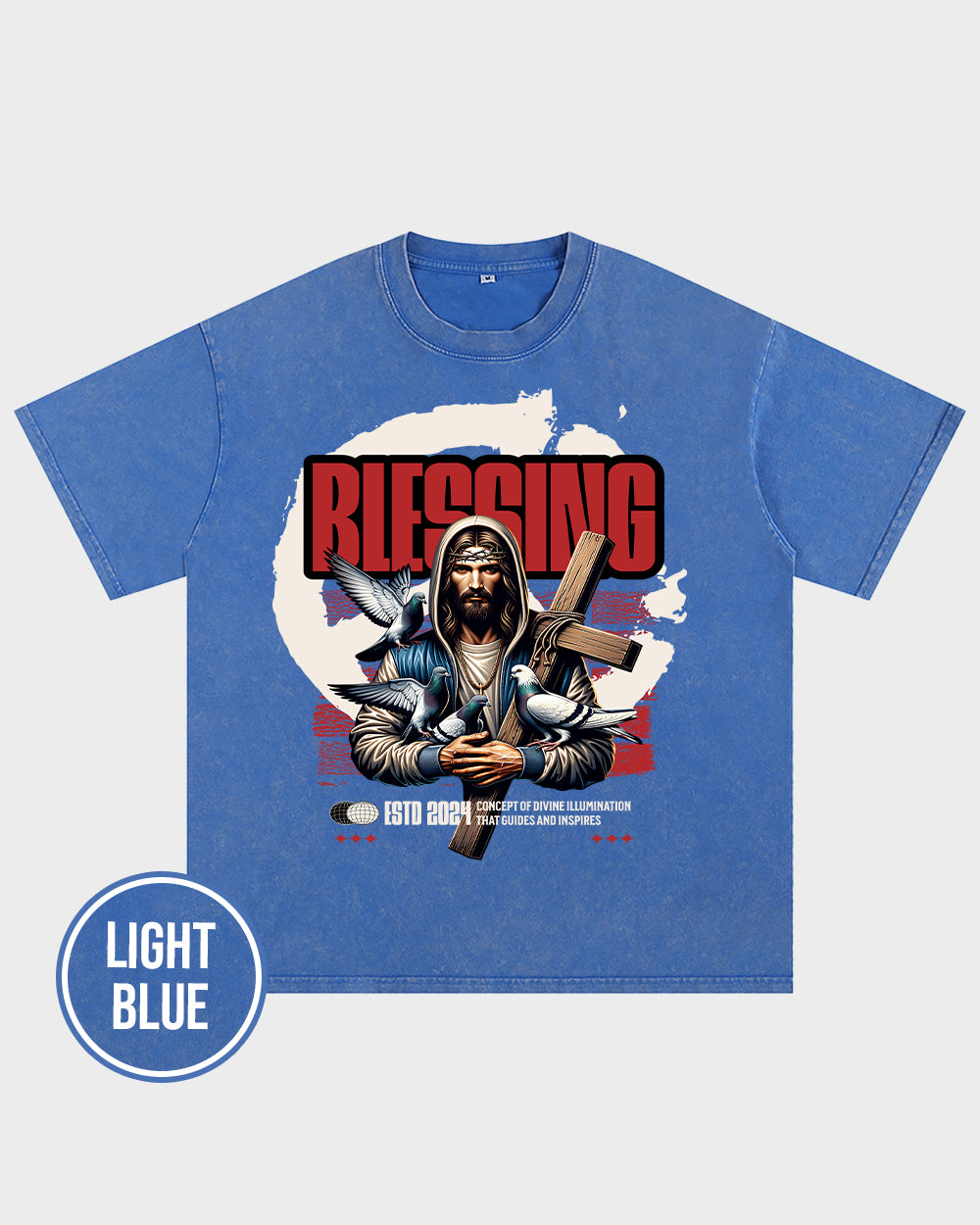 Blessing Concept of Divine illumination Acid Wash Tshirt - Godlygrind