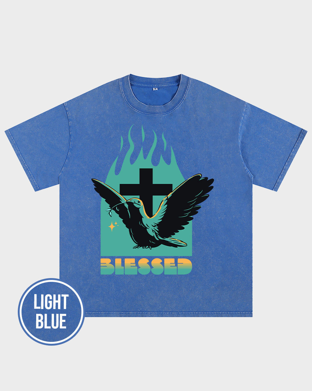 Blessed Dove and Cross Acid Wash Tshirt - Godlygrind