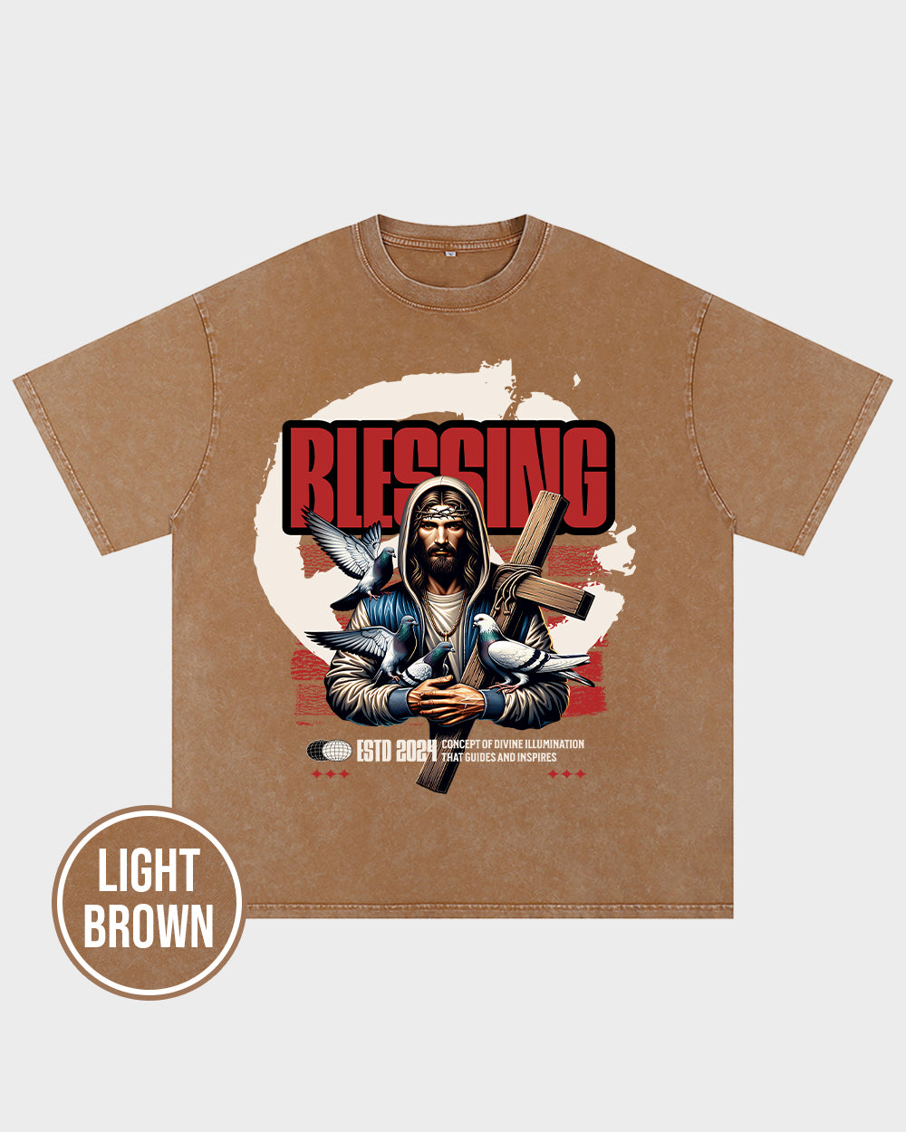 Blessing Concept of Divine illumination Acid Wash Tshirt - Godlygrind