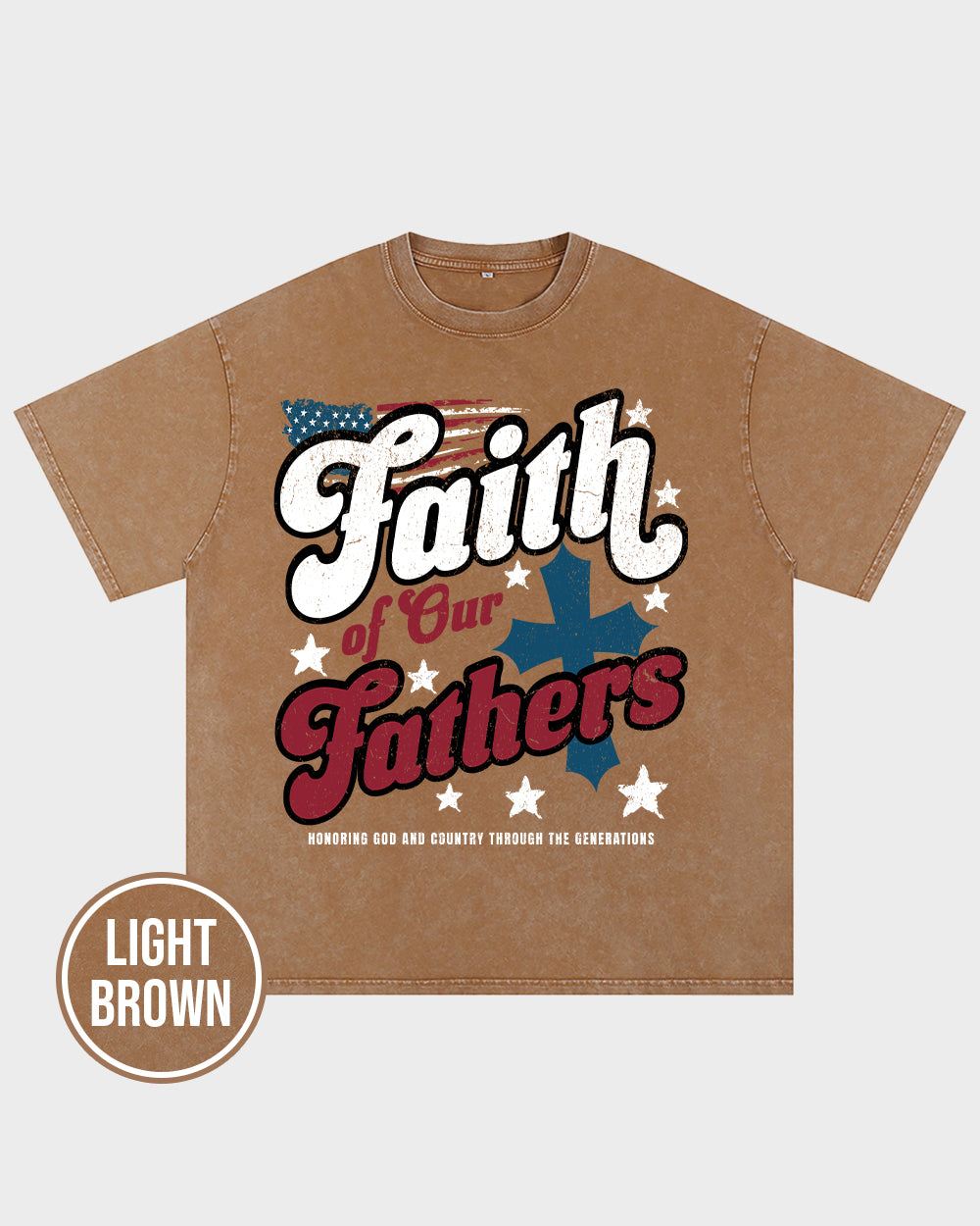 Faith of Our Fathers Acid Wash Tshirt - Godlygrind