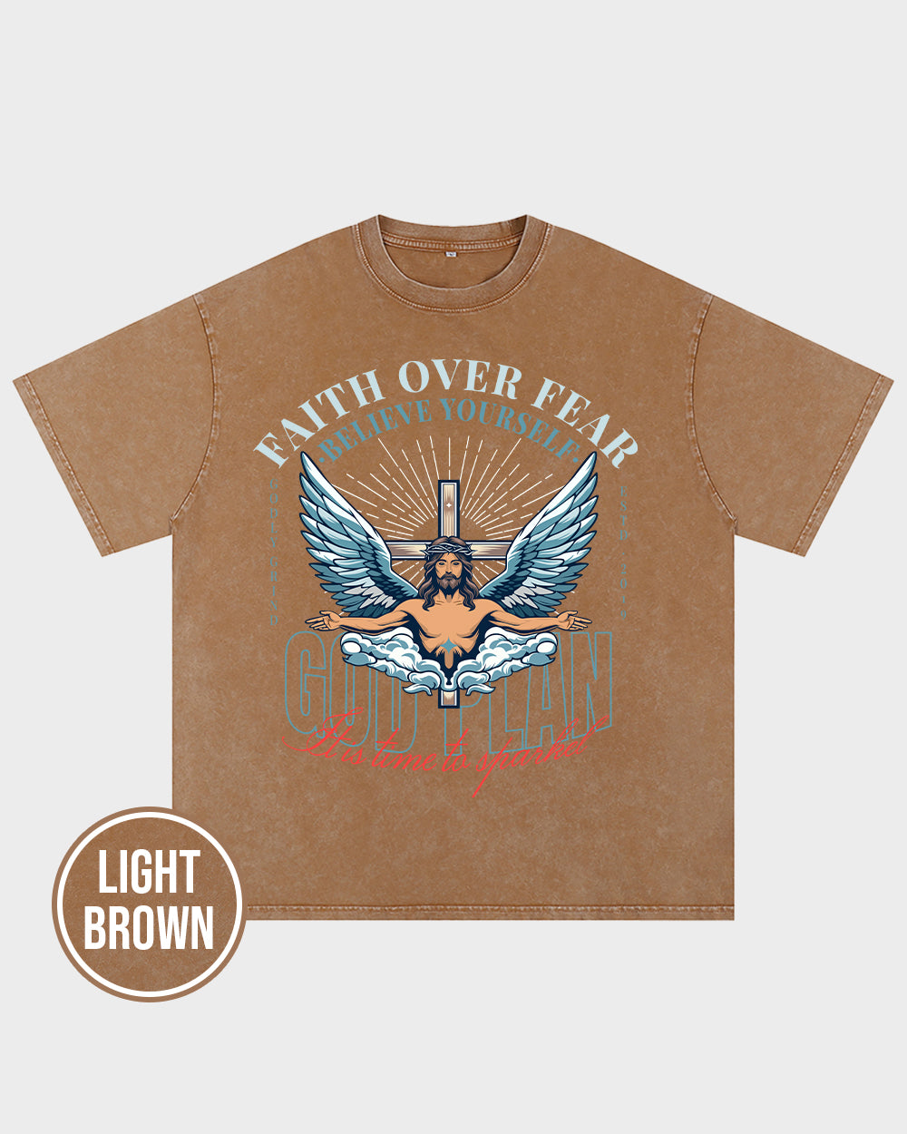 Faith Over Fear,believe in yourself Acid Wash Tshirt - Godlygrind
