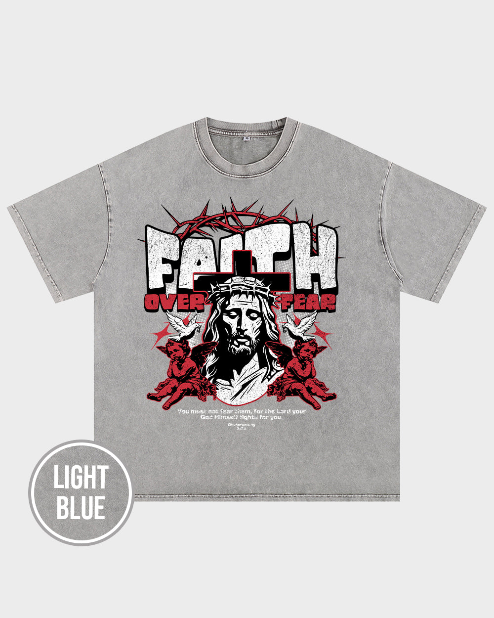 Faith Over Fear-Deuteronomy 322 Acid Wash Tshirt - Godlygrind