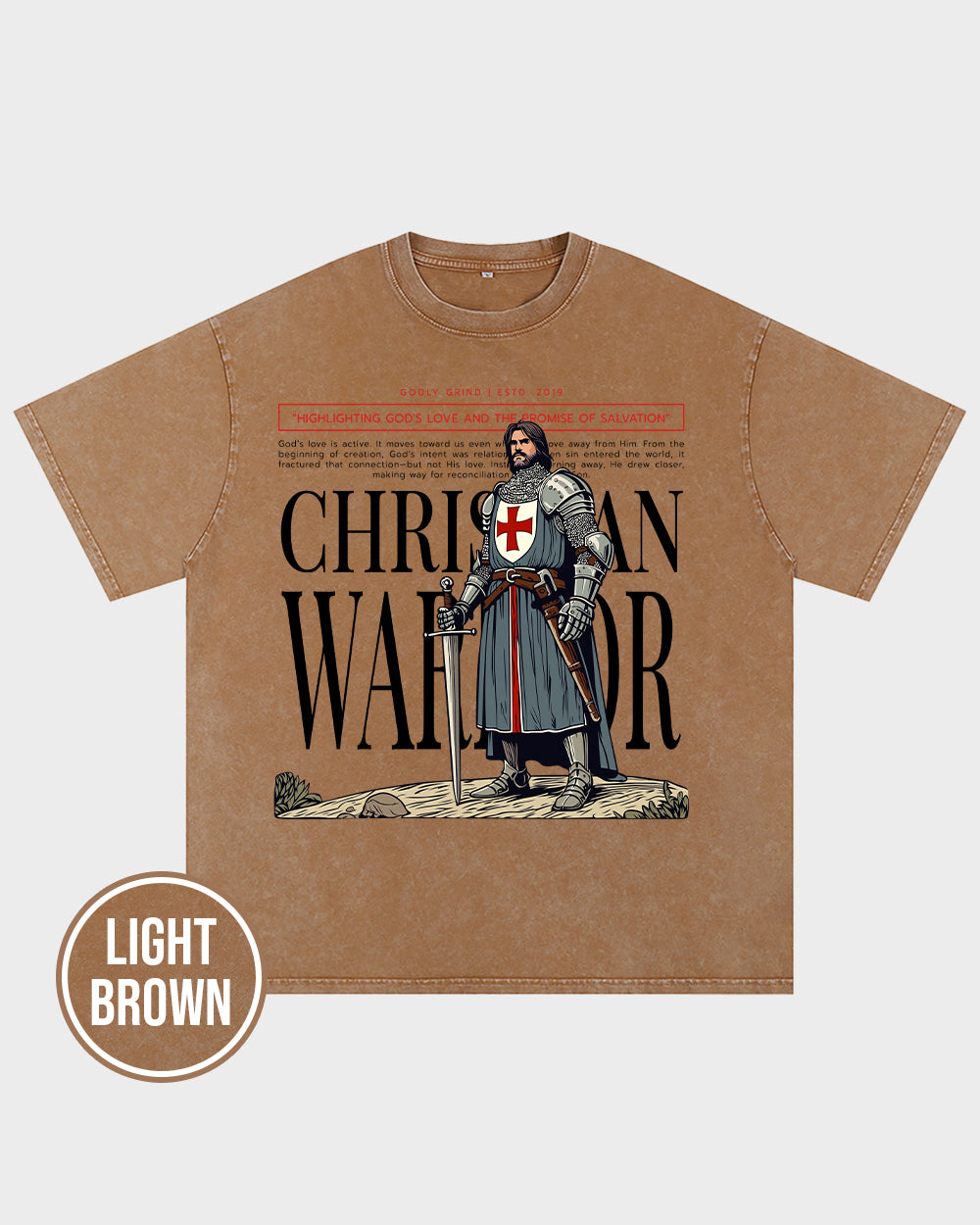 Christian Warrior Acid Wash Tshirt - Godlygrind