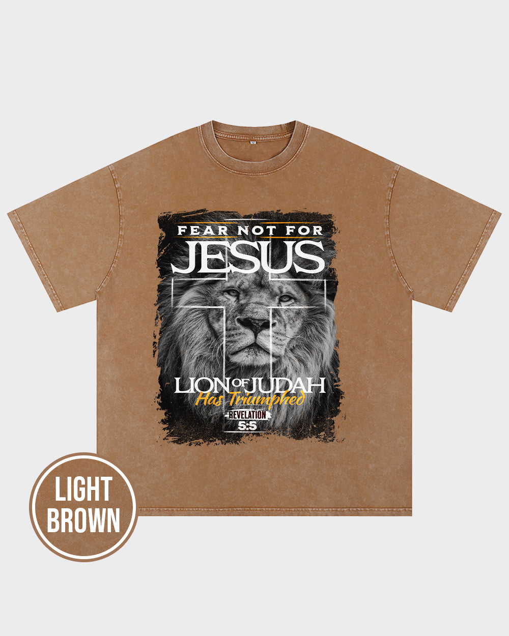 Fear not for Jesus - Lion of Judah Acid Wash Tshirt - Godlygrind
