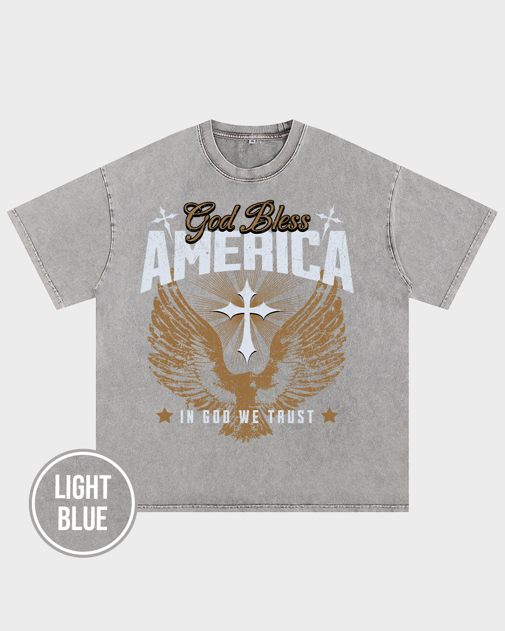 God Bless America Acid Wash Tshirt - Godlygrind