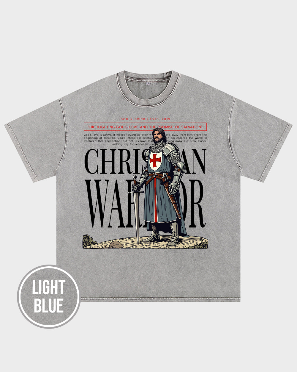 Christian Warrior Acid Wash Tshirt - Godlygrind
