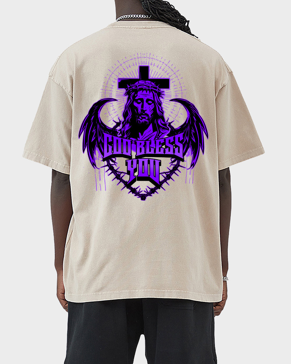 God Bless You Acid Wash Tshirt - Godlygrind