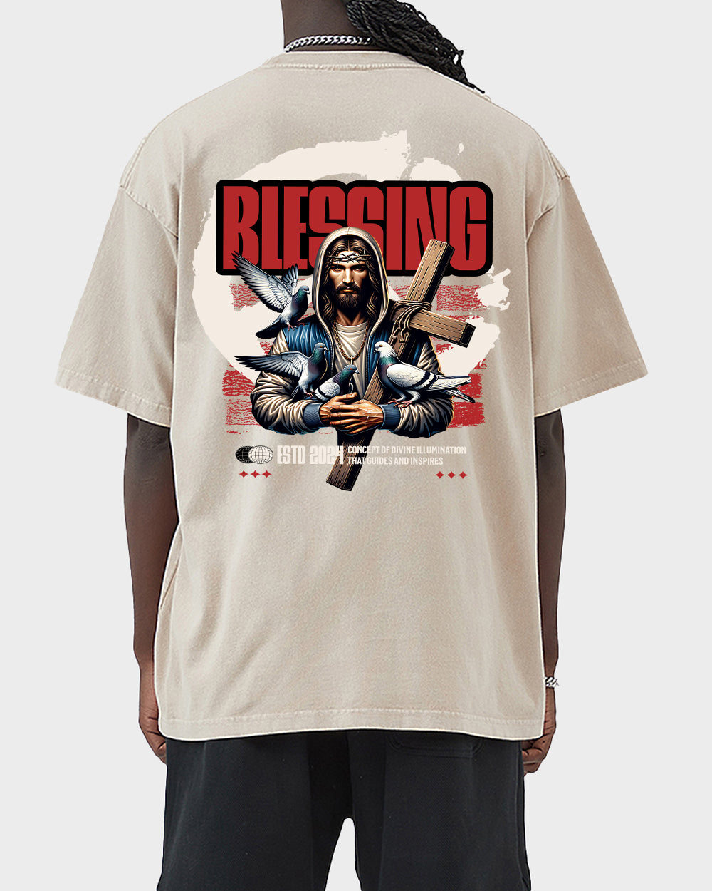 Blessing Concept of Divine illumination Acid Wash Tshirt - Godlygrind
