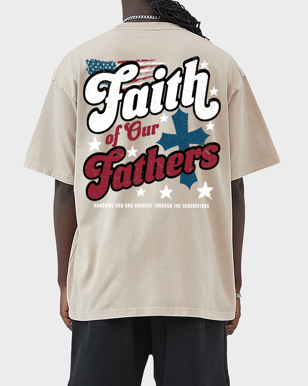 Faith of Our Fathers Acid Wash Tshirt - Godlygrind