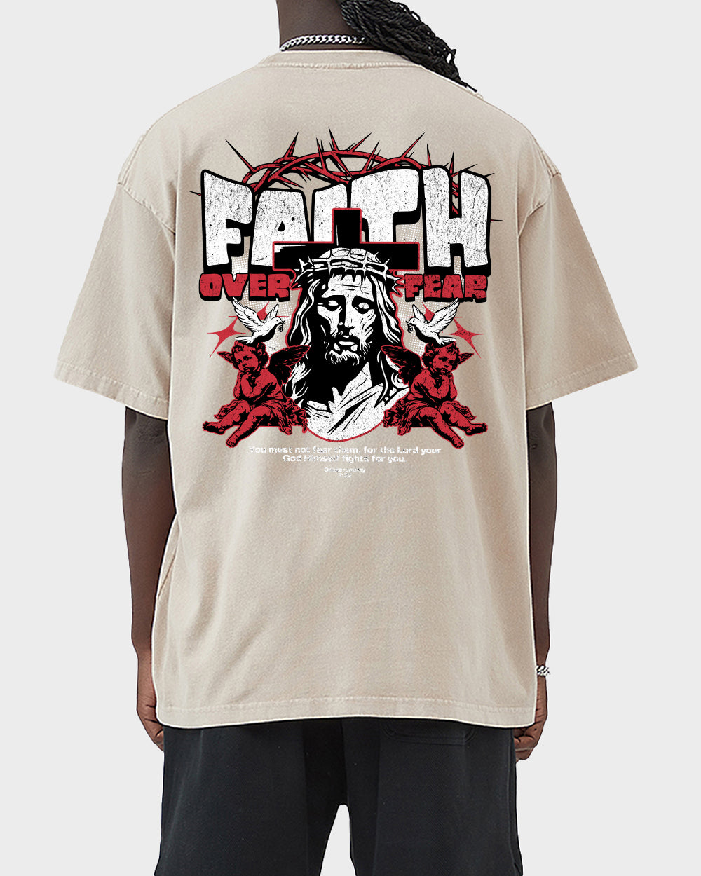 Faith Over Fear-Deuteronomy 322 Acid Wash Tshirt - Godlygrind