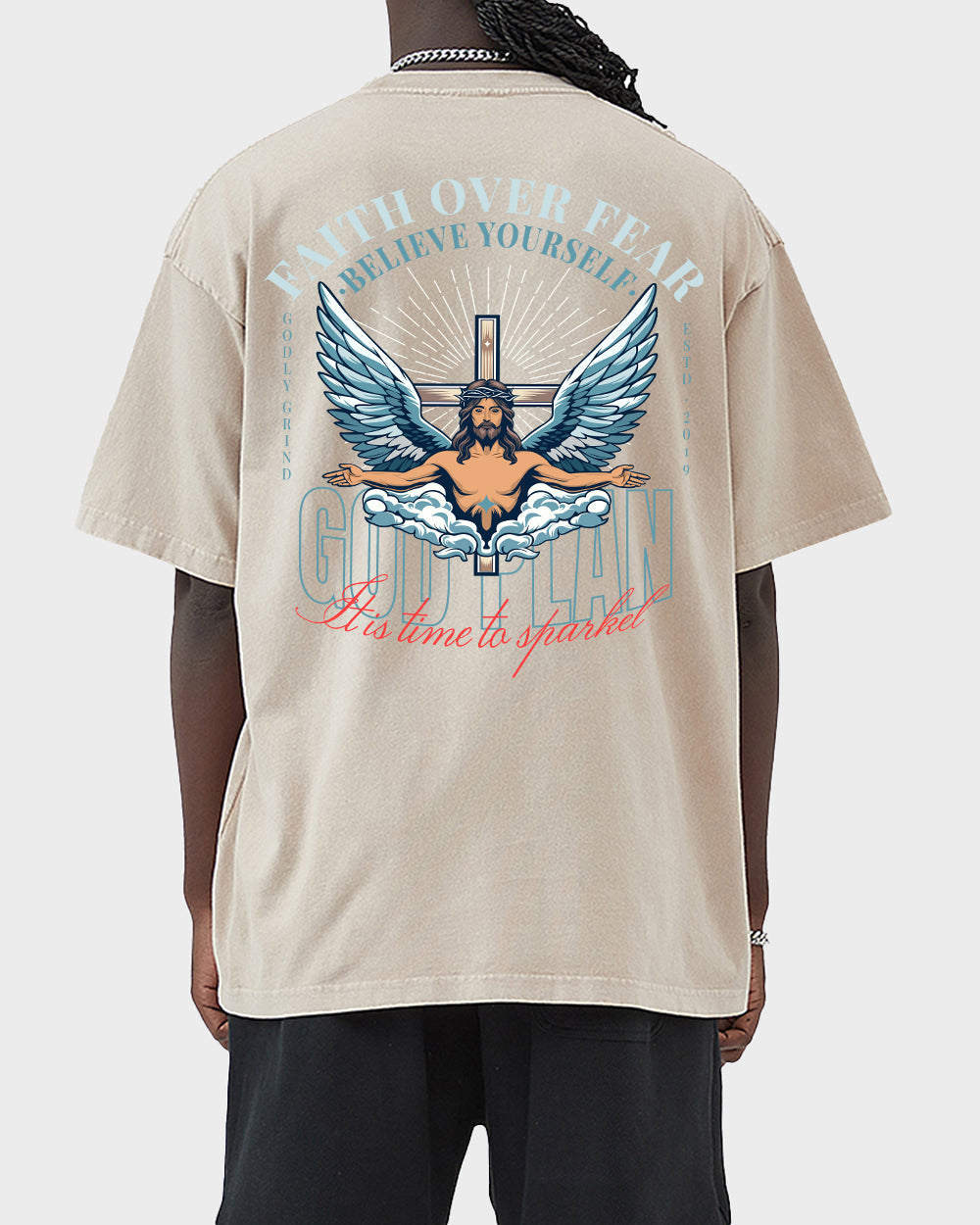 Faith Over Fear,believe in yourself Acid Wash Tshirt - Godlygrind