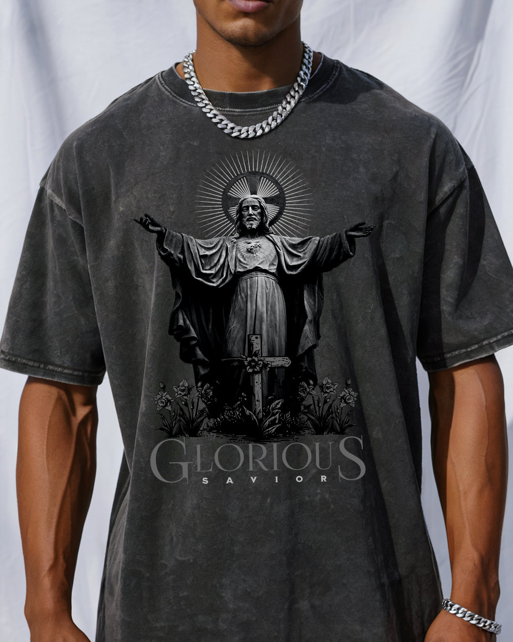 Glorious Savior Acid Wash Tshirt - Godlygrind