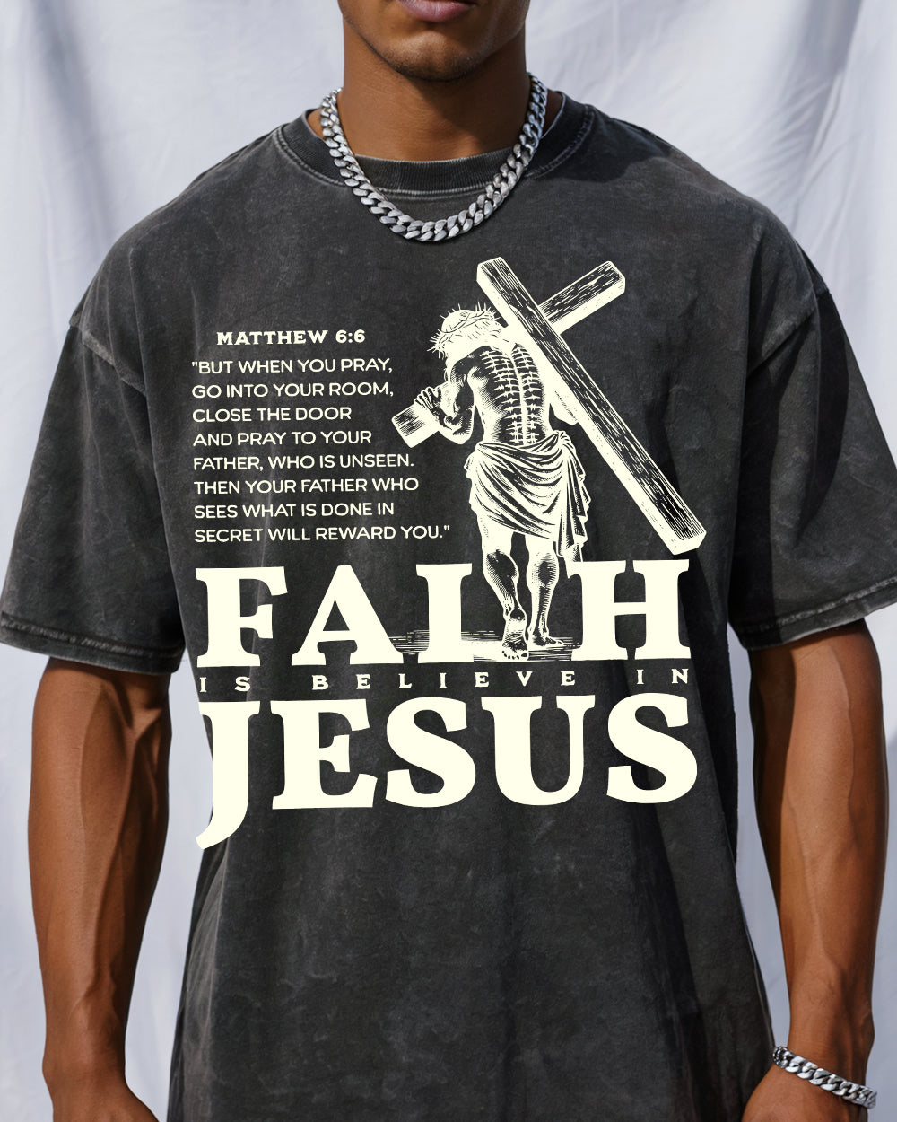 Faith Is Believe In Jesus Acid Wash Tshirt - Godlygrind