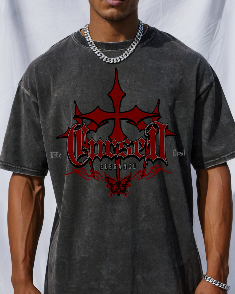 Cursed Elegance Acid Wash Tshirt - Godlygrind